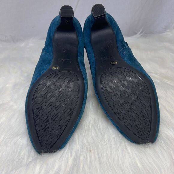 Alex Marie Blue Suede Bow Trim Heeled Ankle Booties Sz 6.5 - Picture 6 of 6